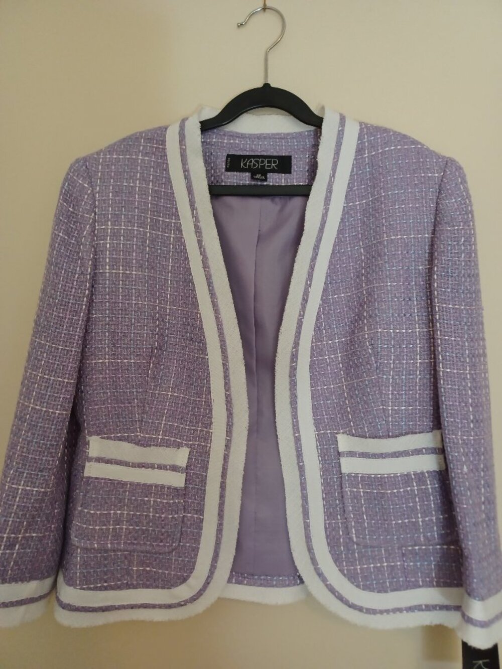 VWT-Kasper Vintage Light Weight Jacket Blazer Size 2P Lavender/White/Baby Blue